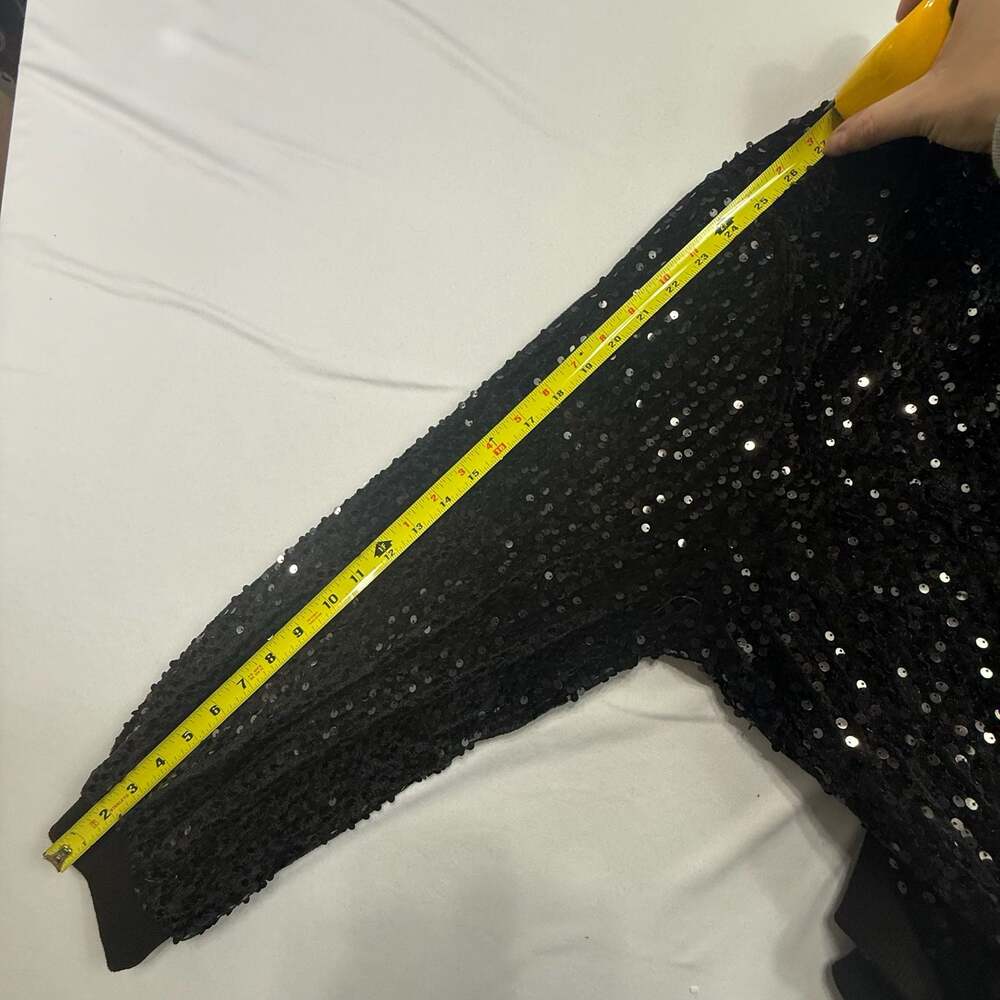 IN'VOLAND Women's Plus Size Sequin Bomber Jacket Black 20W - Picture 7 of 9